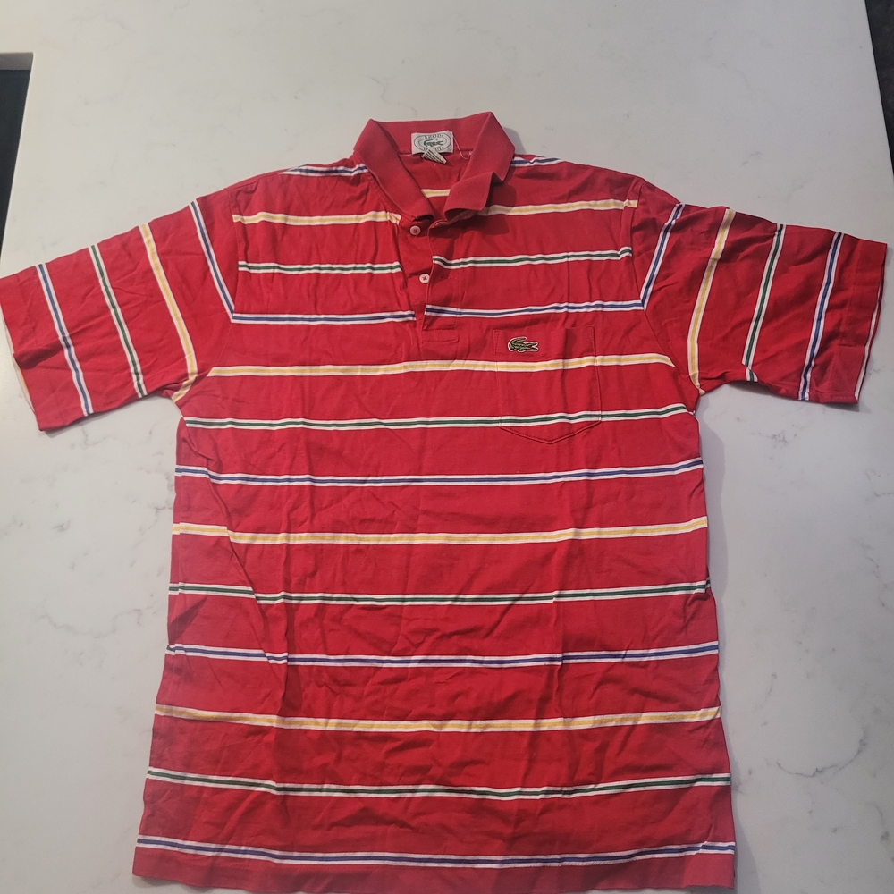 Lacoste Vibrant Red Polo with Stripes